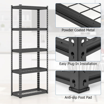 GiantexUK 5 Tier Garage Shelving Unit, Heavy Duty Adjustable Metal Shelves with Anti-tipping Device