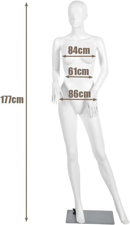 GiantexUK 177cm Female Mannequin, Detachable Full Body Dress Form with Metal Base, Rotatable Head and Arms