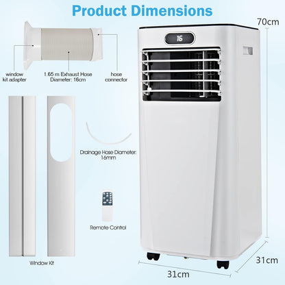 GiantexUK 9000BTU Portable Air Conditioner, 3 in 1 Mobile Air Cooler, Dehumidifier, Fan with Sleep Mode, Remote Control & 24H Timer(with Australia-To-UK Converter Unit)