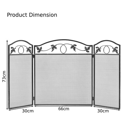 GiantexUK 3-Panel Folding Fire Guard, Metal Mesh Fireplace Screen