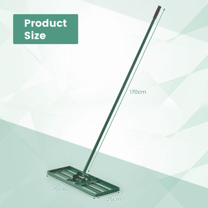 GiantexUK Lawn Leveling Rake 30/36/42” x 10”, Powder Coated Steel Lawn Leveller with 77” Long Handle