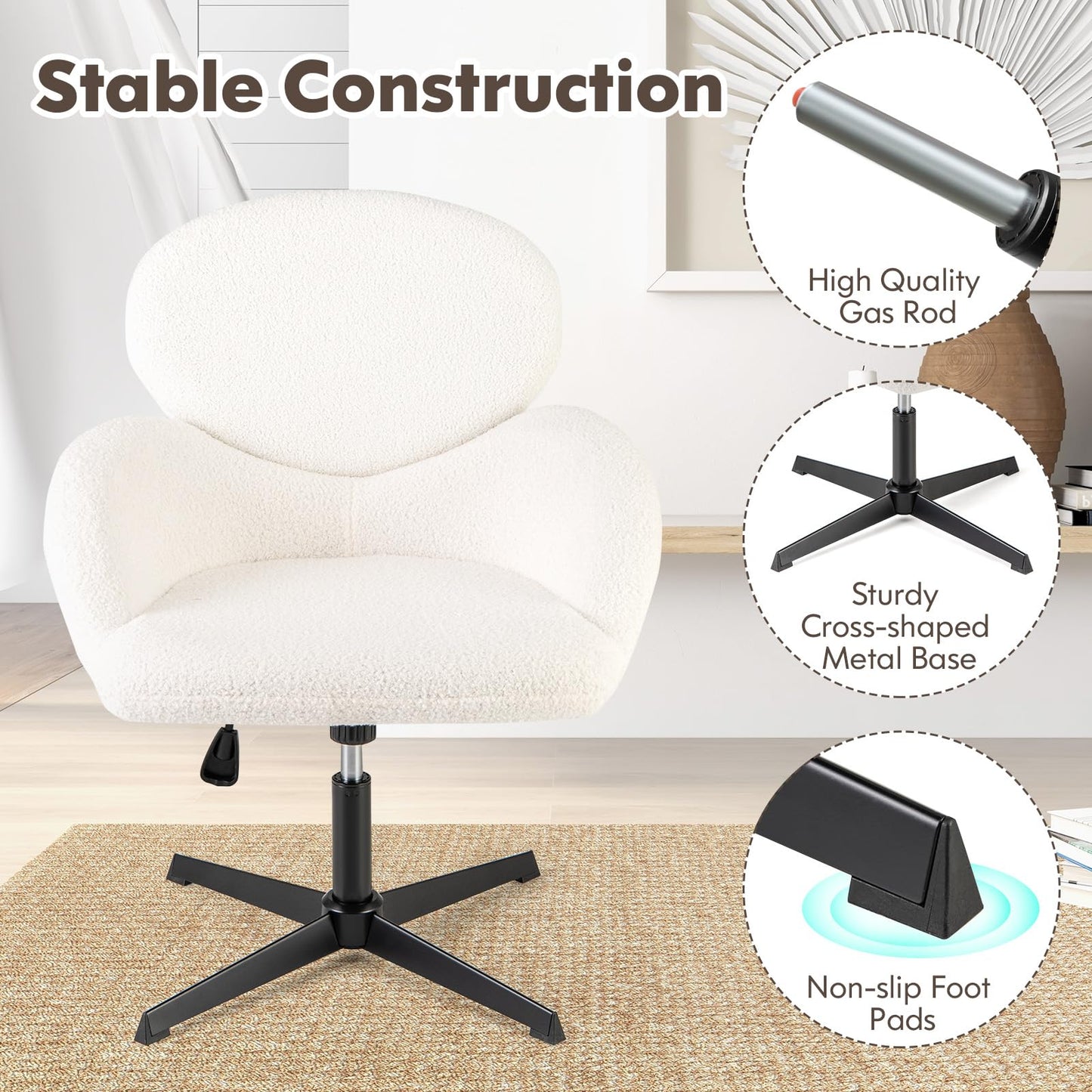 Home Office Chair, Height Adjustable Swivel Computer Desk Chair with Rocking Function