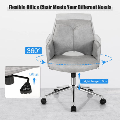 Faux Leather Office Chair, Ergonomic Swivel Computer Desk Chair Tufted Leisure Accent Armchair