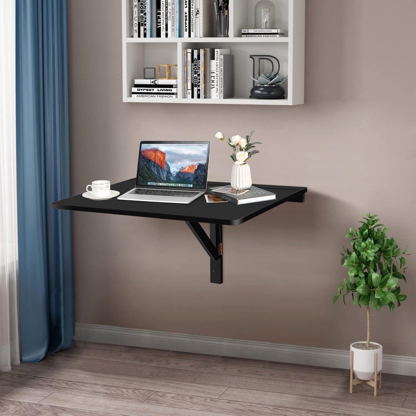 Wall-mounted Drop-leaf Table, Folding Floating Laptop Desk