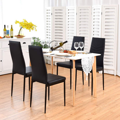 GiantexUK Dining Chairs Set of 4, Upholstered Kitchen Chairs with High Backrest, Metal Legs & Non-Slip Foot Pads