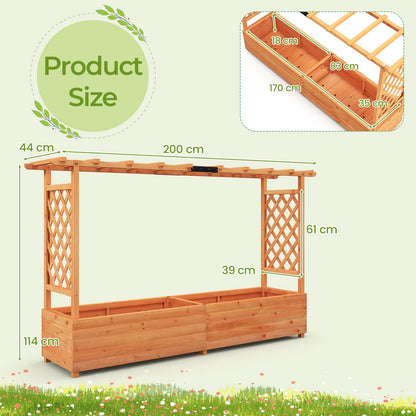 GiantexUK Raised Garden Bed with Arch Trellis & Drainage Holes