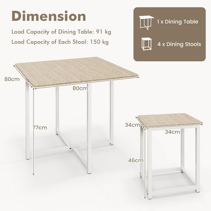 GiantexUK Dining Table with 4 Stools, 4-Person Industrial Table and Stool Set