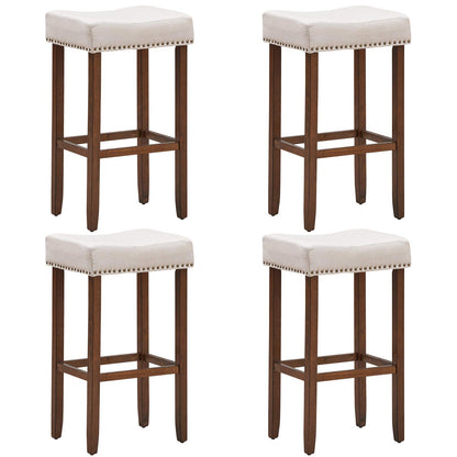 GiantexUK Bar Stool, 2 Pieces Wooden Frame Backless Bar Chairs with Footrest, 43 x 33 x 75cm