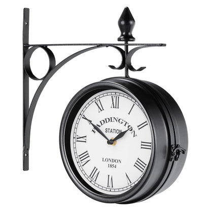 GiantexUK Metal Double Sided Wall Clock, Outdoor & Indoor Classic Hanging Round Clock