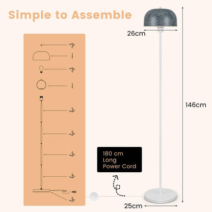 GiantexUK Floor Lamp, Standing Corner Lamp with Faux Terrazzo Lampshade, Foot Switch, Weighted Base & E27 Socket