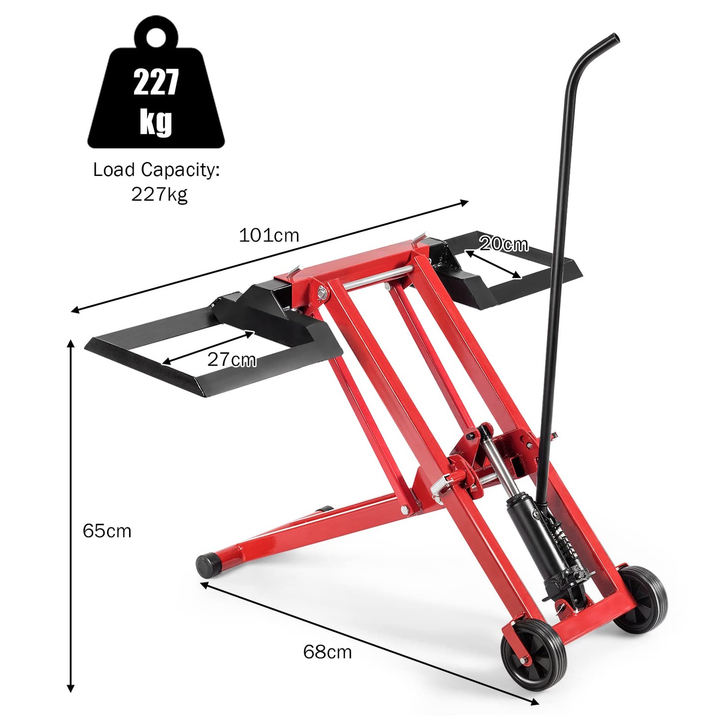 GiantexUK Ride on Mower Jack Lift, Folding Height Adjustable Lifting Device with Wheels