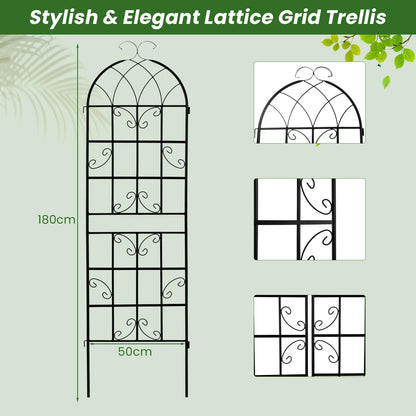 GiantexUK 180/220x50cm Garden Trellis, 6ft/7.2ft Tall Galvanized Metal Fence Climbing Plants Support Frame