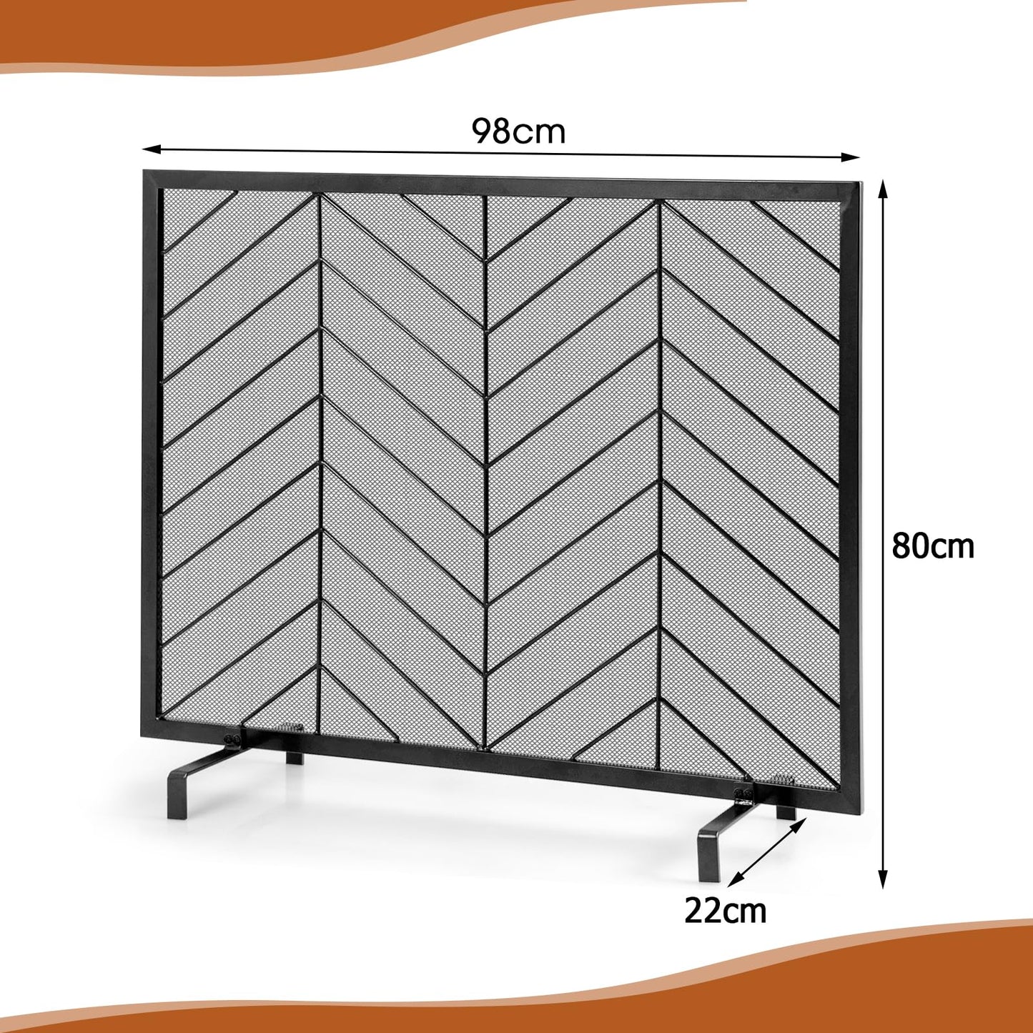 GiantexUK Fireplace Screen, Heavy Duty Metal Mesh Spark Guard with Stand, Freestanding Indoor Outdoor Spark Protection Fire Guard Barrier