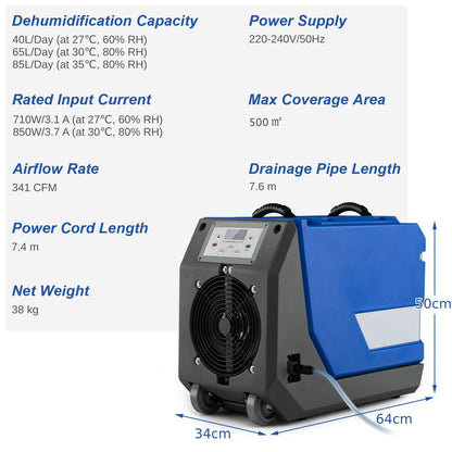 GiantexUK 85L/Day Commercial Dehumidifier, Industrial Air Dehumidifier with Digital Display, Drain Hose, Auto Defrost