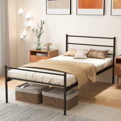 3FT Single Bed Frame, Metal Platform Bed with Headboard & Footboard and Underbed Storage