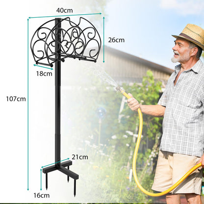 GiantexUK Garden Hose Holder Freestanding, Heavy Duty Metal Water Hose Stand with Arc Hanger