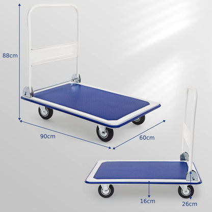 GiantexUK Folding Hand Sack Truck, 300KG Capacity Heavy Duty Platform Trolley with Wheels & Handle