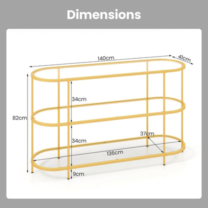 TV Stand for TVs up to 65 Inches, 140cm Tempered Glass Console Table TV Unit