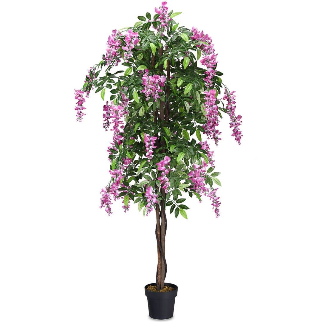 GiantexUK Artificial Tree, 180CM Fake Ficus Plant with Nursery Plastic Pot