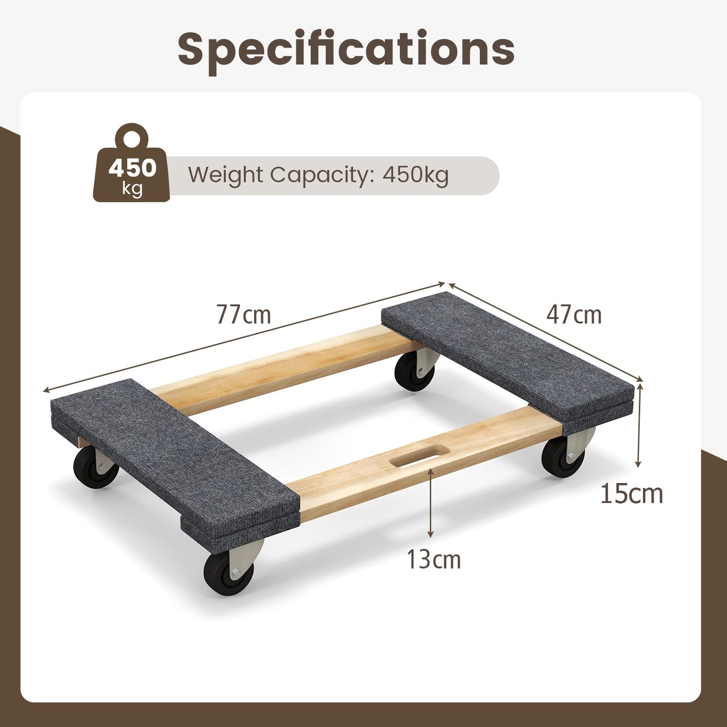 GiantexUK 2 Pack Furniture Dollies, 900KG Heavy Duty Hand Dolly Mover Trolley with Wheels