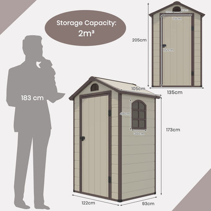 Outdoor Garden Storage Shed, 4.5 x 3.5 ft Weather Resistant Tool Storage House with Lockable Door