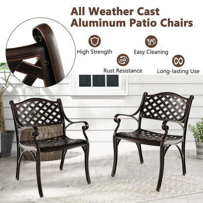 GiantexUK Outdoor Patio Chairs Set of 2, Cast Aluminum Garden Chairs with Backrest