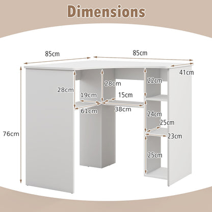 GiantexUK Corner Computer Desk, Triangle Study Desk Writing Workstation with Storage Shelves