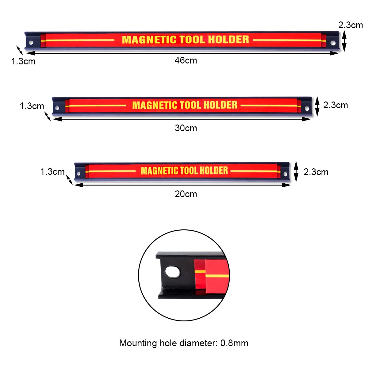 GiantexUK Set of 3/6 Magnetic Tool Holders, Heavy Duty Metal Wall Holder Strip