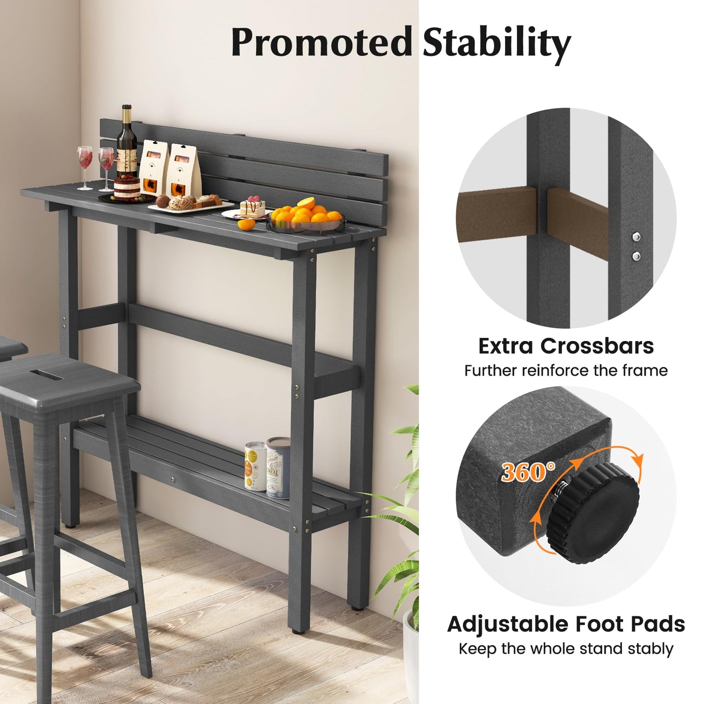 GiantexUK Outdoor Bar Table, Pub Dining High Table with Storage Shelf