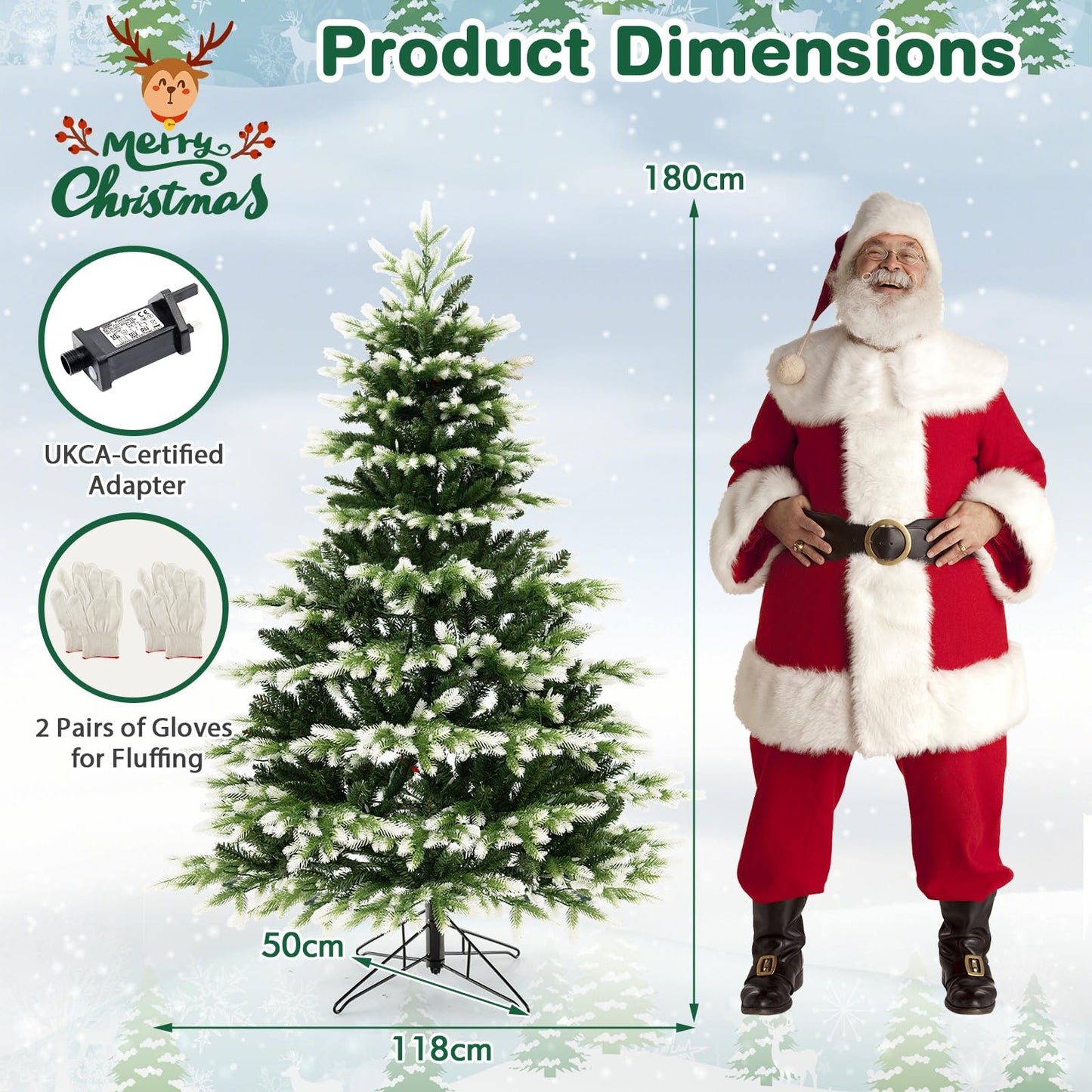 6ft Pre-Lit Artificial Christmas Tree, Hinged Remote Control Xmas Tree with 350 LED Lights