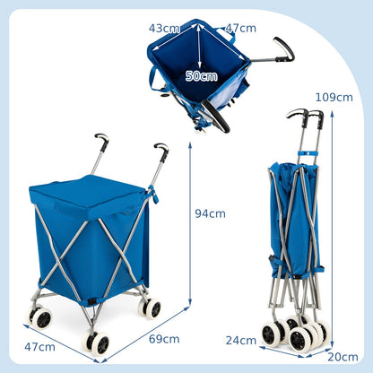 GiantexUK 90L Folding Shopping Trolley on 8 Wheels