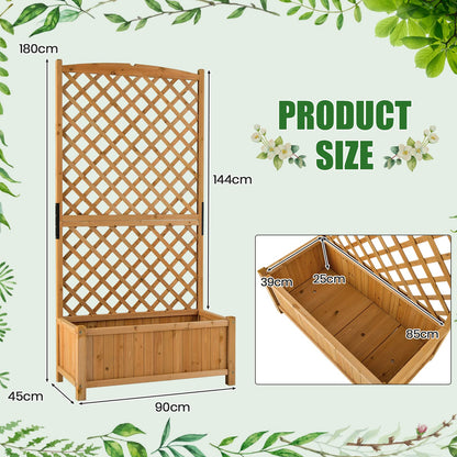 GiantexUK Garden Planter with Trellis (No Hanging Roof, Natural, 90x45x180cm)