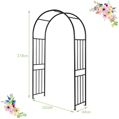 GiantexUK Metal Garden Arch, Heavy Duty Trellis Pergola Arbour with 4 Ground Stakes