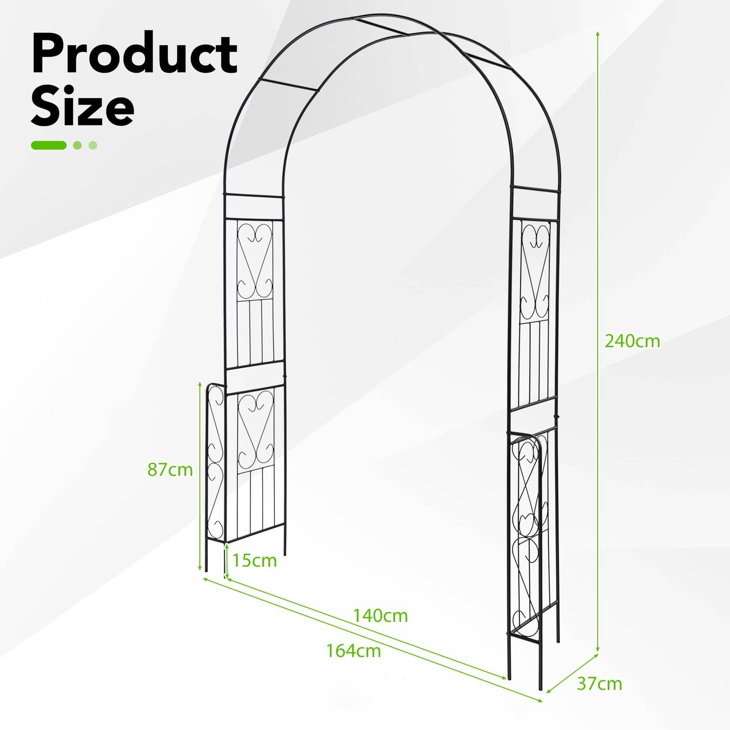 GiantexUK 2.4M Metal Garden Arch, Heavy Duty Pergola Trellis Arbour