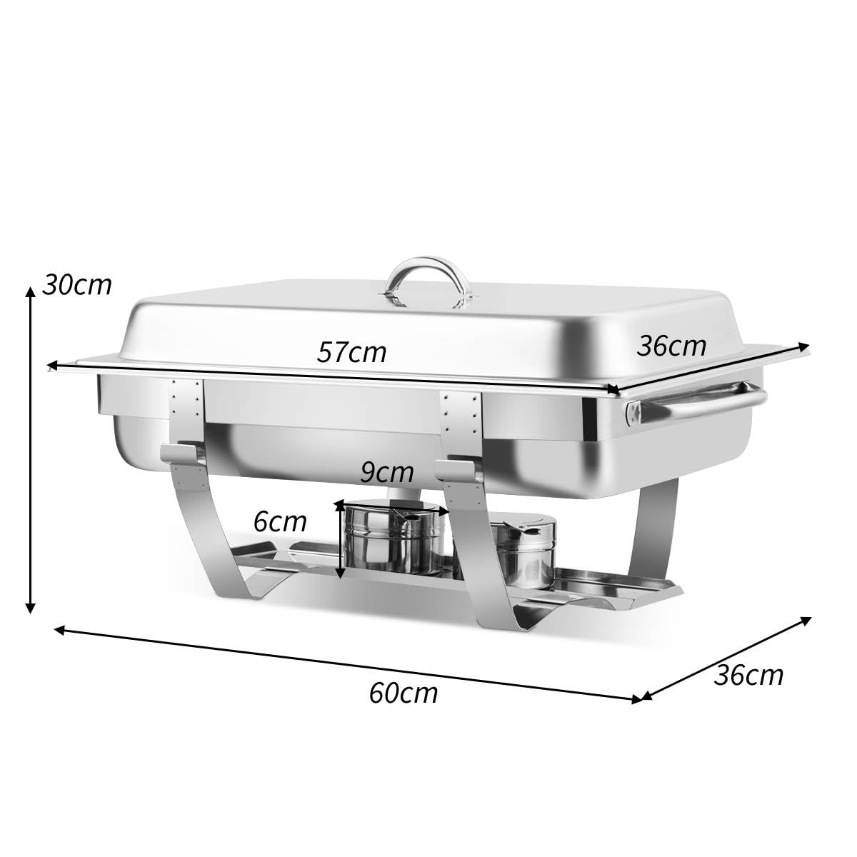 GiantexUK Double Chafing Dish, 9L Stainless Steel Chafer Set with Food Pan (2 Separate Food Pans)