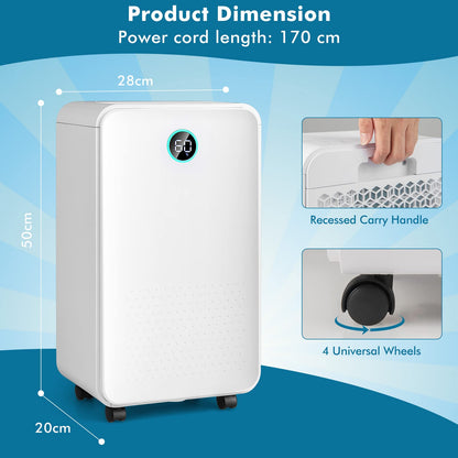 GiantexUK 12L/Day Dehumidifier, Air Dehumidifier with 3 Mode