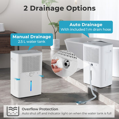 24L/Day Dehumidifier, Electric Compressor Dehumidifiers with Continuous Drainage