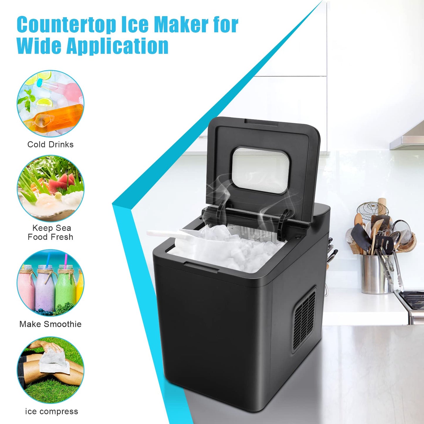 GiantexUK Ice Maker Machine, Self-Cleaning 9 Ice Cubes Ready in 6-13 Mins, Electric Ice Cube