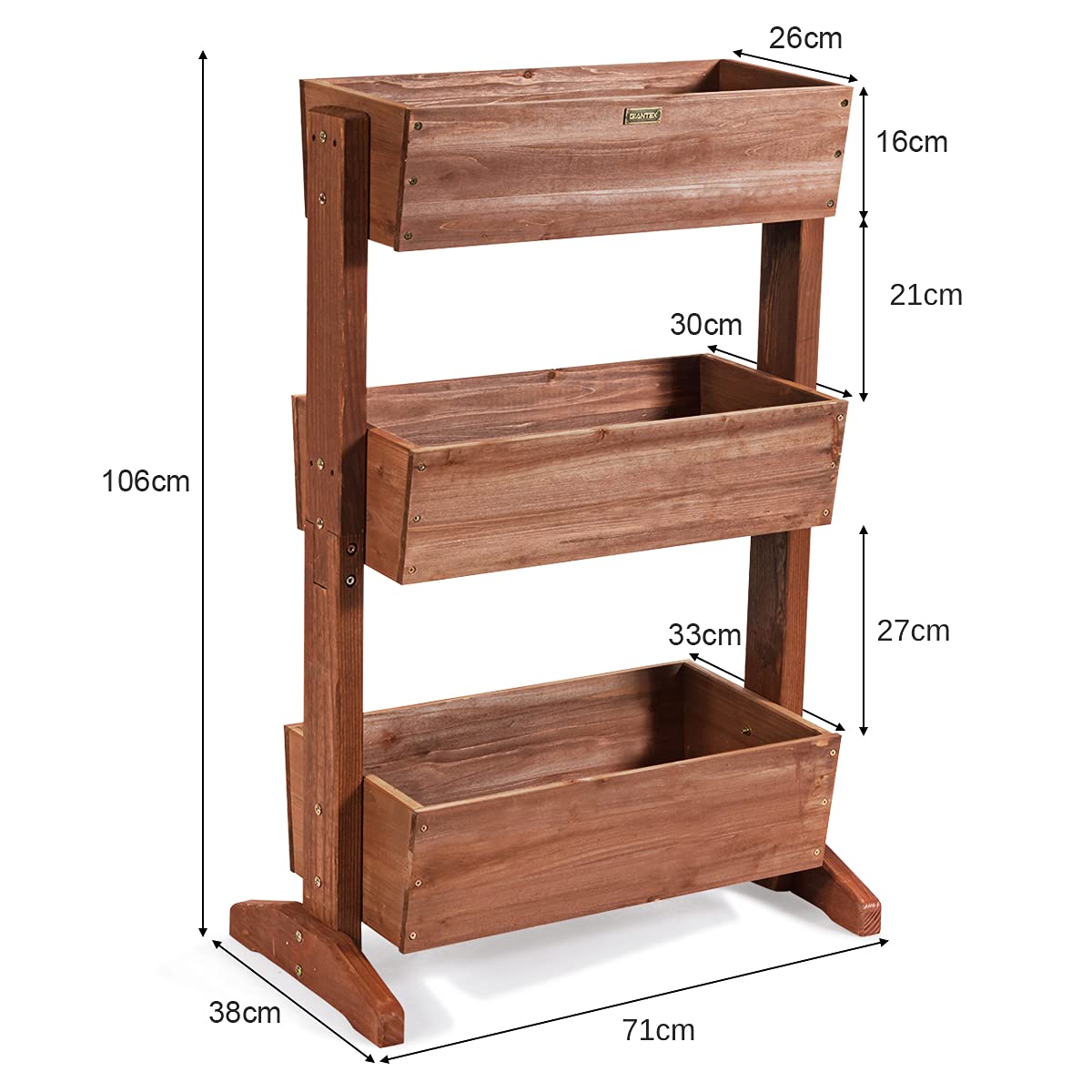 GiantexUK Raised Garden Bed, 3-Tier Vertical Flower Pots Rack with Adjustable Shelf