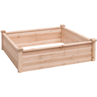 GiantexUK Wooden Raised Garden Bed, Garden Planter Box with Open Bottom(Natural, 102x102x30cm, Square)