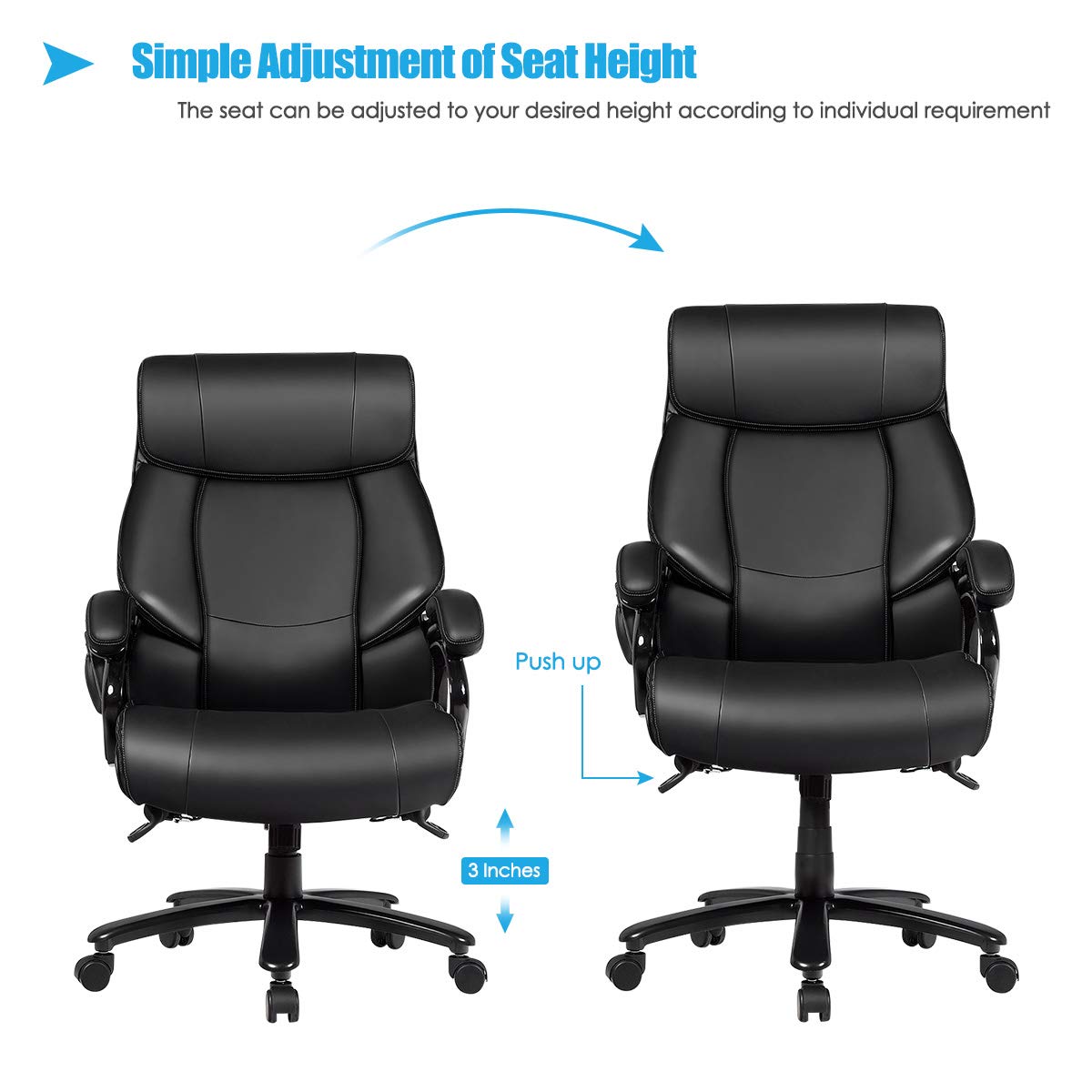 PU Leather Massage Office Chair, 400LBS Big and Tall Ergonomic Computer Chair with 5 Modes Massage Function