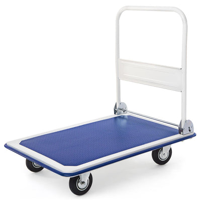 GiantexUK Folding Hand Sack Truck, 300KG Capacity Heavy Duty Platform Trolley with Wheels & Handle