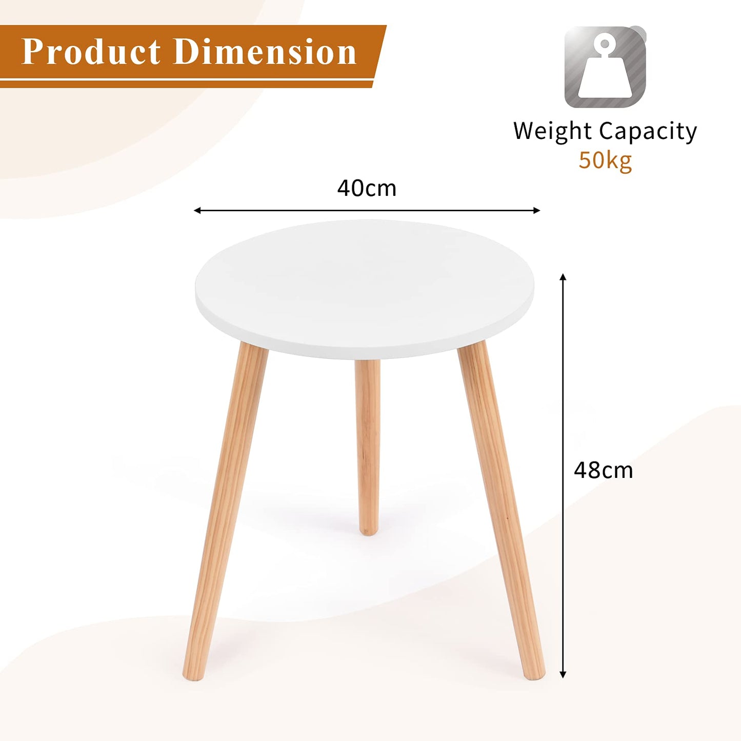 Round Coffee Table, Compact Wooden End Tea Table, Modern Sofa Side Table for Living Room Bedroom Balcony