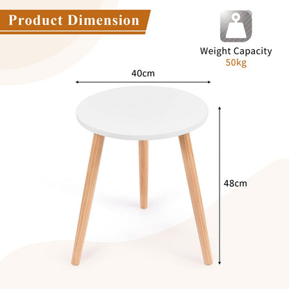 Round Coffee Table, Compact Wooden End Tea Table, Modern Sofa Side Table for Living Room Bedroom Balcony