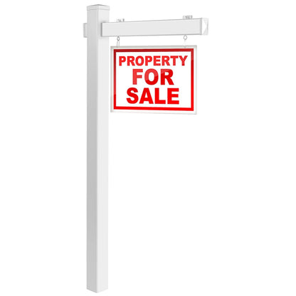 GiantexUK 6FT Real Estate Sign Post, UPVC Realtor Yard Sign Post Holder with Stake