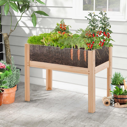 GiantexUK Raised Garden Bed, Wooden Elevated Planter Box with Acrylic Panels Drainage Holes & Movable Boards