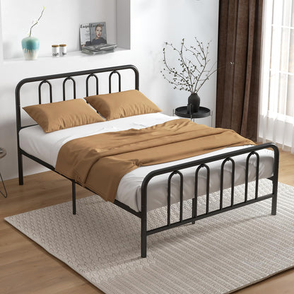 Double/King Size Metal Bed Frame, 4FT6/5FT Platform Bed Frame with Headboard, Footboard and 32cm Underbed Storage