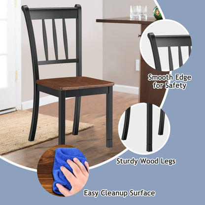 GiantexUK Dining Chairs Set of 2, Rubber Wood Kitchen Chairs with High Backrest