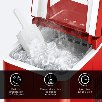 GiantexUK 12kg/24h Countertop Ice Maker, Portable Ice Cube Maker with Ice Basket and Scoop