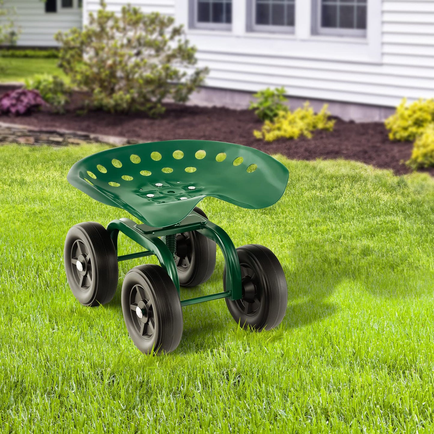 GiantexUK Rolling Garden Cart, Outdoor Gardening Planting Station Trolley with Adjustable Swivel Seat